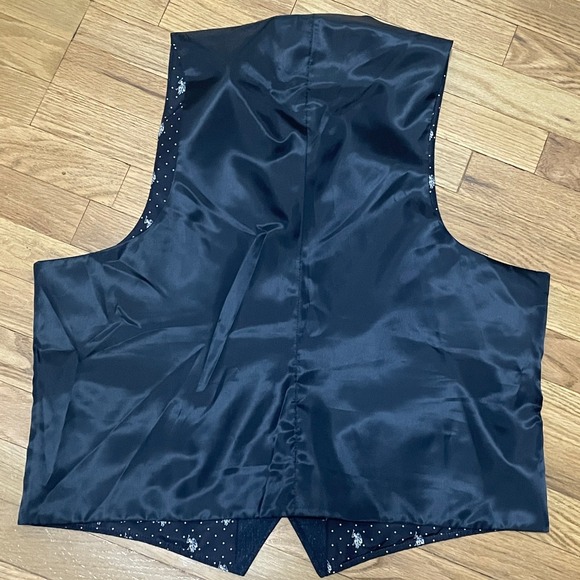 U.S. Polo Assn. Men's XL Vest Navy‎ Blue Polka Dot Lined Dressy Layering Classic - Picture 5 of 5